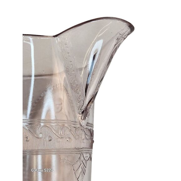 Antique Clear Glass Victorian Style Pitcher With Embossed Greek Mythology Design - Picture 7 of 16